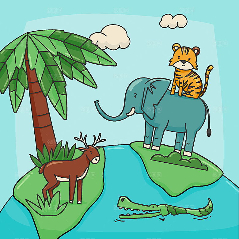 卡通森林动物插画海报素材