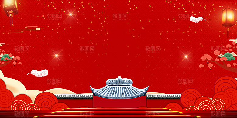 红色创意年会喜庆新年商务背景