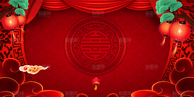 红色创意年会喜庆新年商务背景