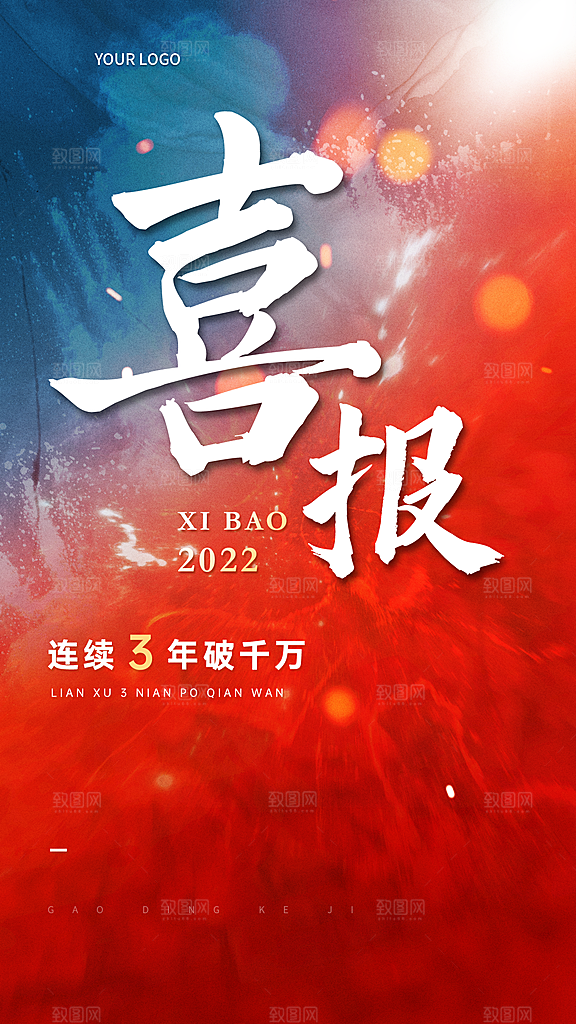 企业商务喜报战报红色大气手机海报