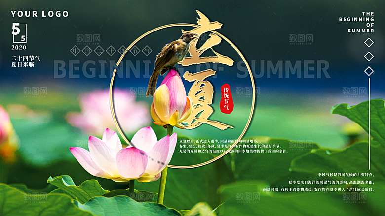 立夏节气简约大气海报