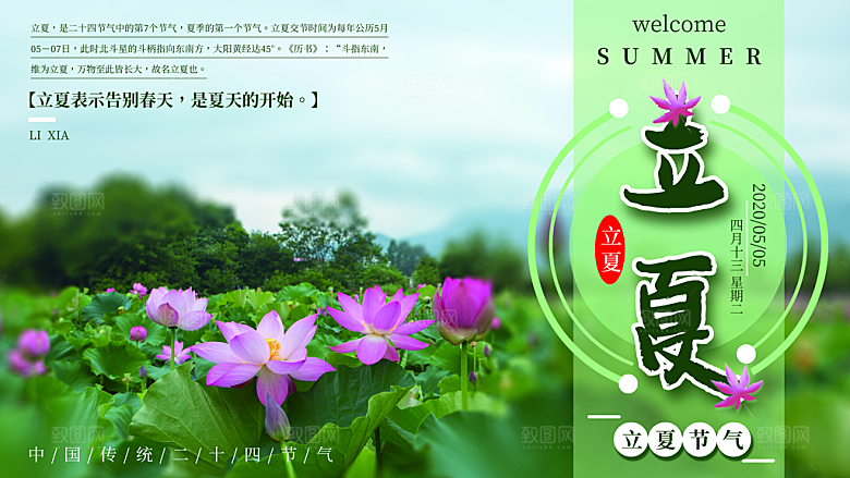 立夏节气简约大气展板