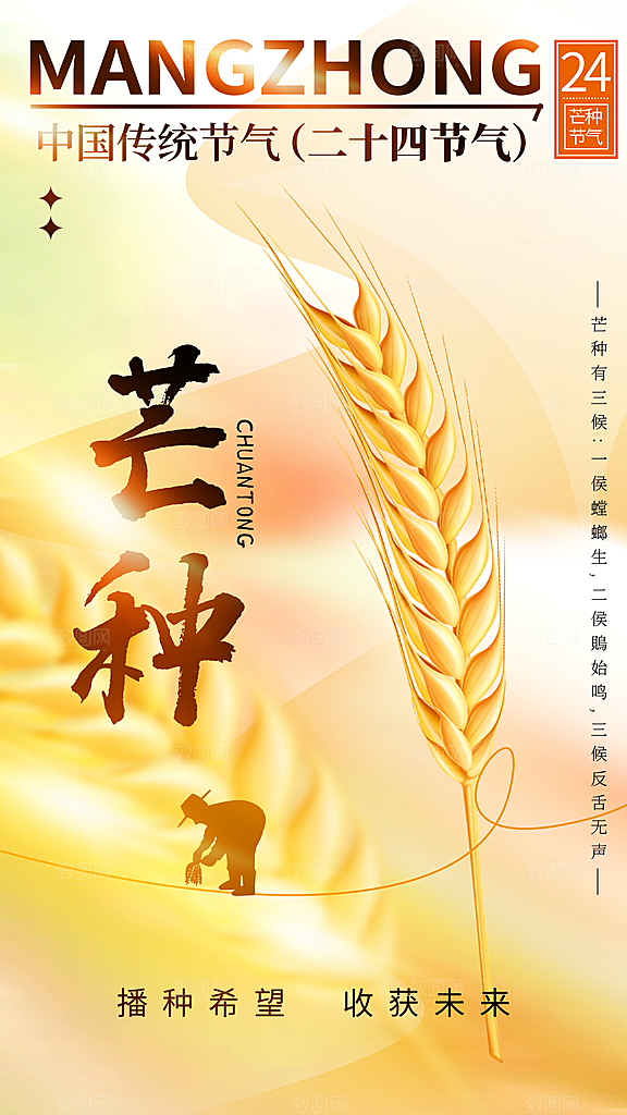 中国传统二十四节气芒种节气海报设计素材