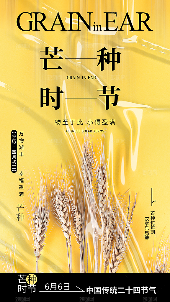中国传统二十四节气芒种节气海报设计素材