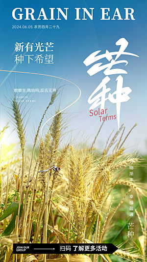 中国传统二十四节气芒种节气海报设计素材