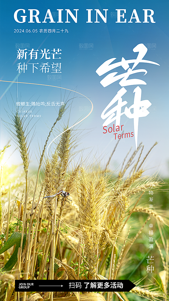 中国传统二十四节气芒种节气海报设计素材