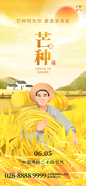 中国传统二十四节气芒种节气海报设计素材