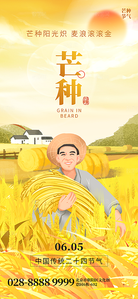 中国传统二十四节气芒种节气海报设计素材