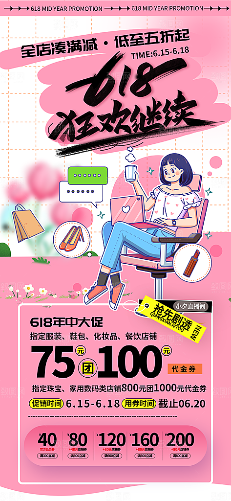 618电商折扣促销海报宣传模板PSD设计素材