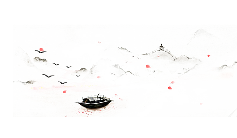 简约大气水墨山水PNG元素