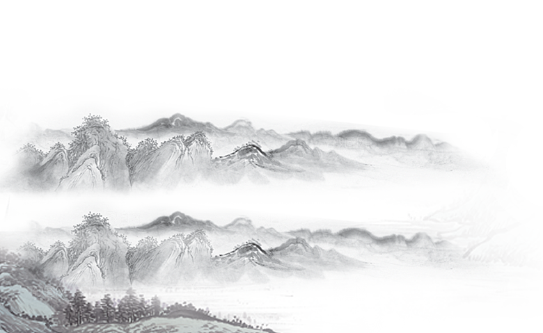 中国风复古山水水墨免扣元素