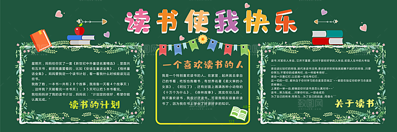 学校校园读书阅读黑板报素材