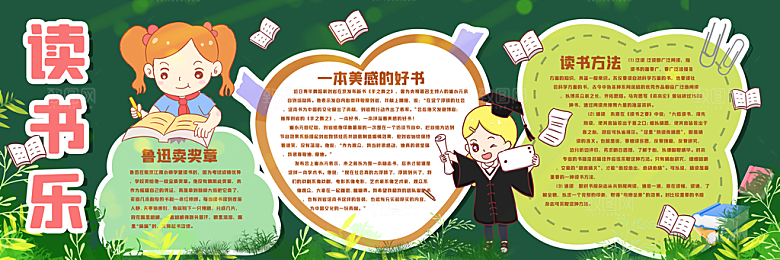 学校校园读书阅读黑板报素材