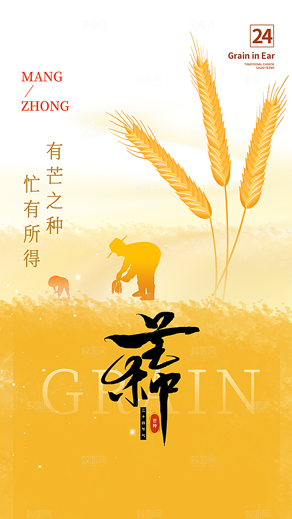 芒种节气全屏海报