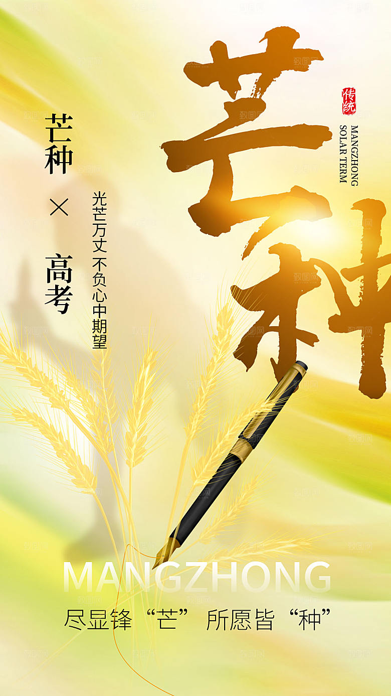 弥散风芒种高考主题全屏海报
