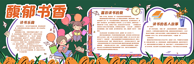 学校校园读书阅读黑板报素材