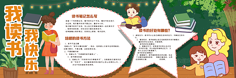 学校校园读书阅读黑板报素材