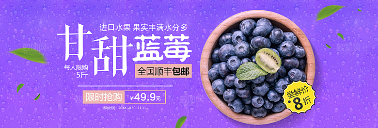 进口蓝莓淘宝海报