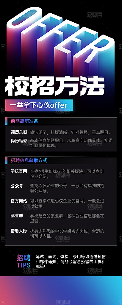 应届生校园招聘求职攻略指南长图