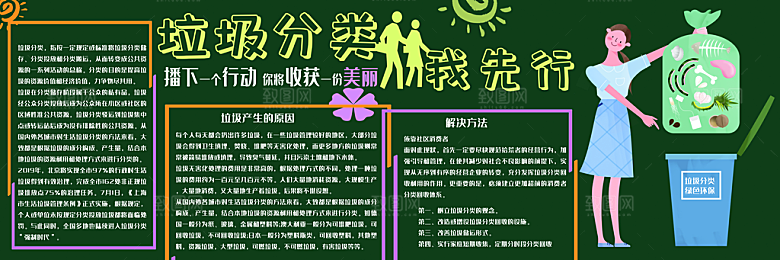 学校校园垃圾分类黑板报展板