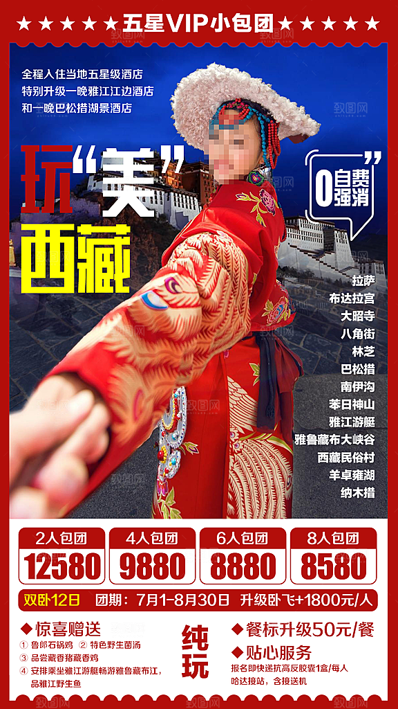 西藏青藏拉萨川藏林海珠穆旅游海报