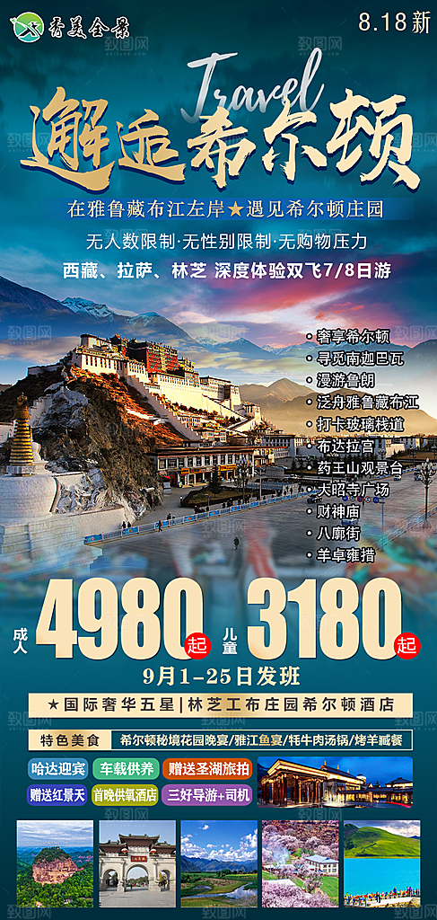 西藏拉萨川藏珠穆高原青藏林海旅游海报