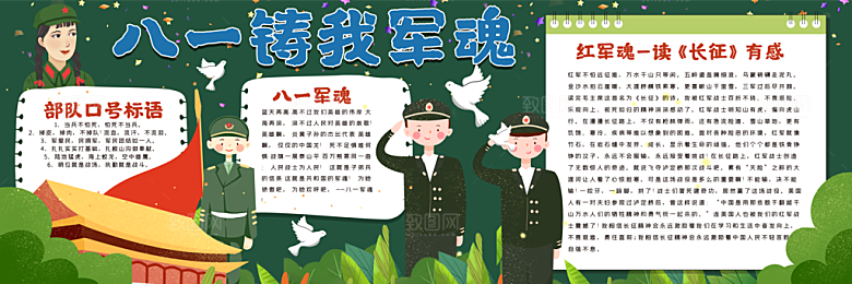 学校校园建军主题黑板报展板