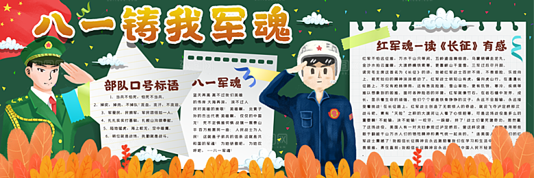 学校校园建军主题黑板报展板