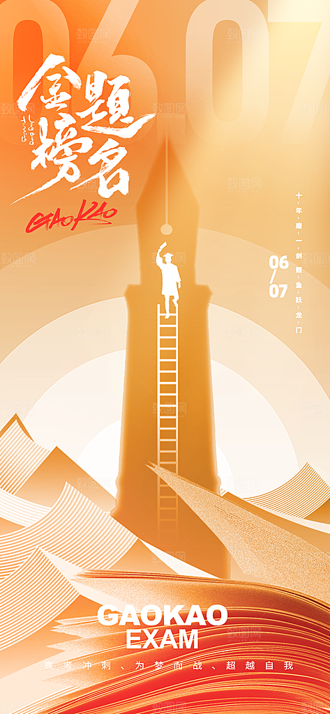 高考加油创意简约手机海报