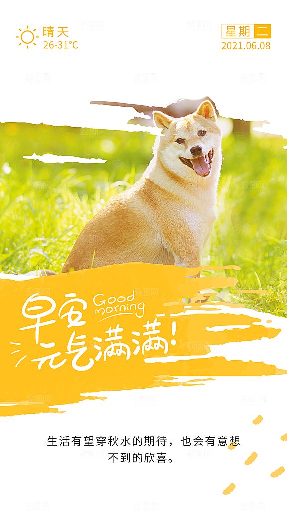 实景合成简约早安正能量问候