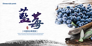 蓝莓水果海报宣传展板设计