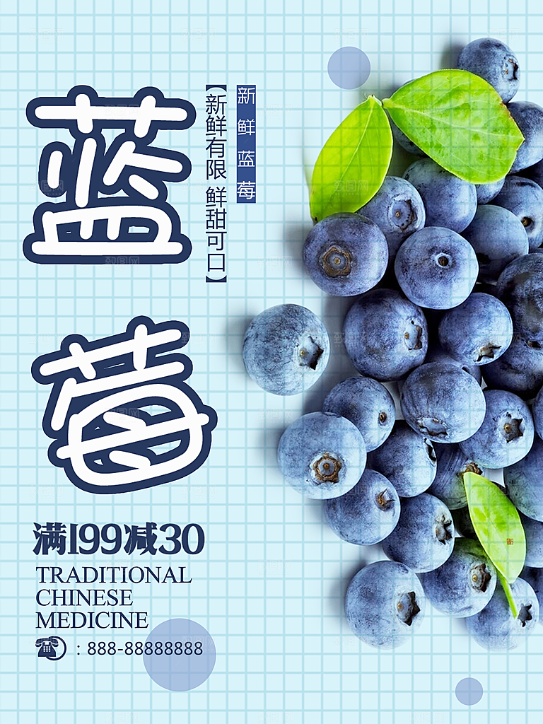 蓝莓水果宣传海报设计