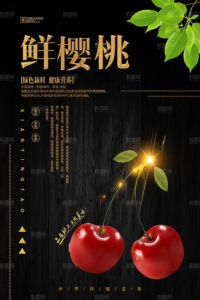 樱桃水果宣传海报设计素材