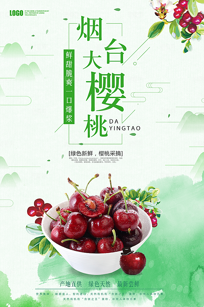 樱桃水果宣传海报广告