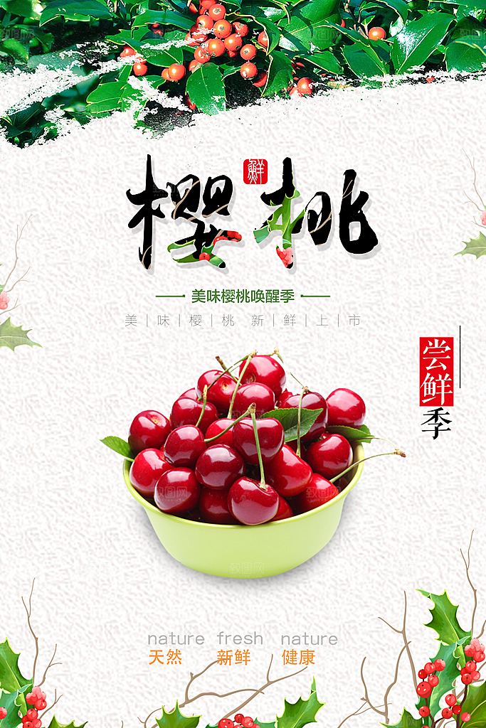 樱桃水果宣传海报广告