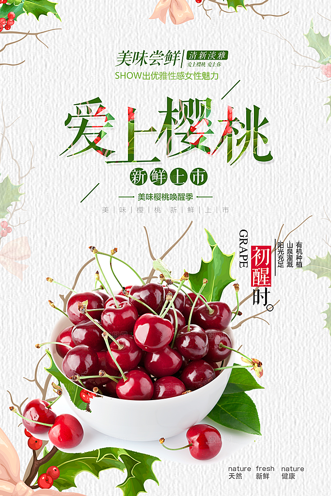 樱桃水果宣传海报广告