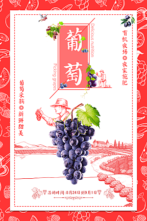 葡萄宣传海报促销展板