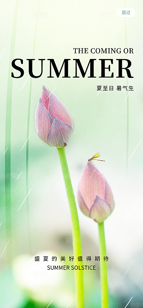夏至24节气海报模板PSD设计素材