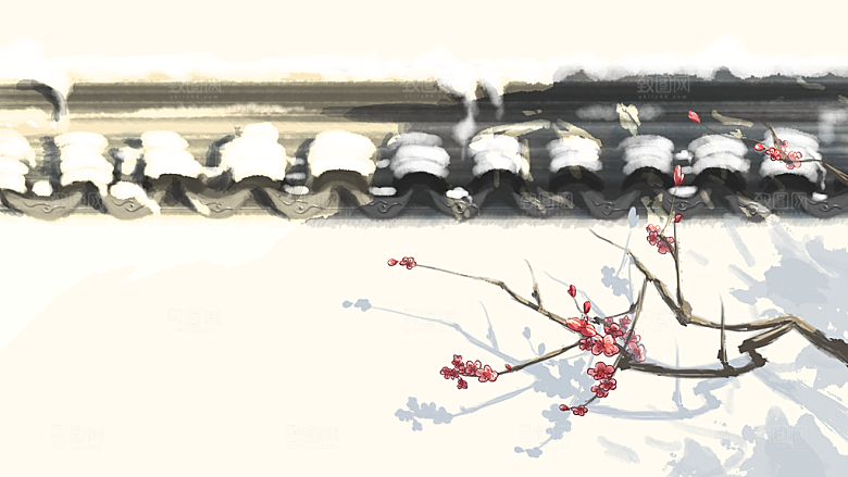 古风山水建筑凉亭荷花风景点插画海报背景