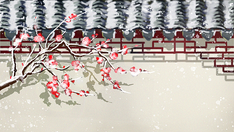 古风山水建筑凉亭荷花风景点插画海报背景