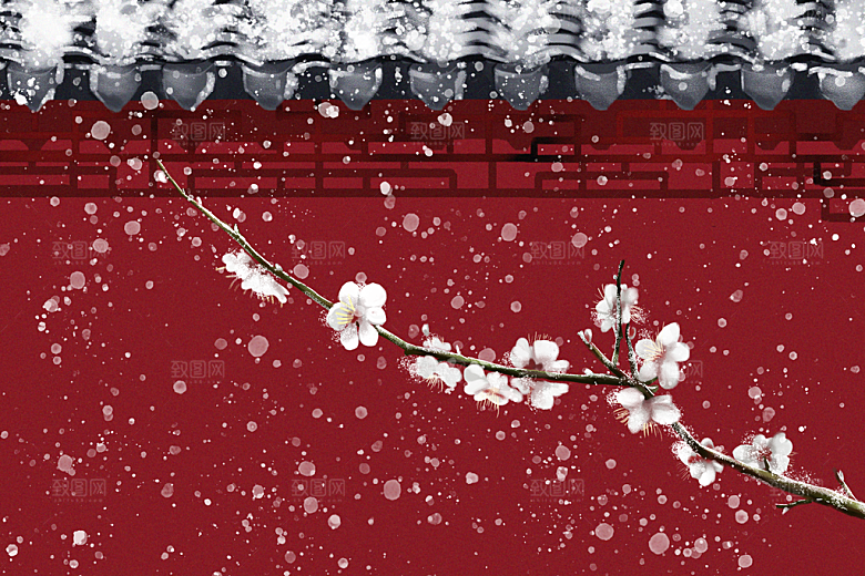 古风山水建筑凉亭荷花风景点插画海报背景