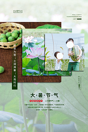 大暑节气简约大气海报