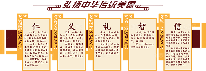 中华传统美德校园文化墙模版