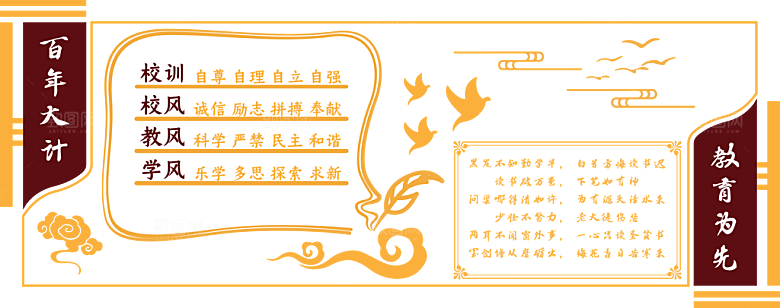 中华传统美德校园文化墙模版