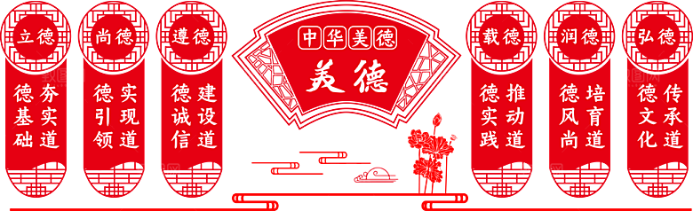 中华传统美德校园文化墙模版