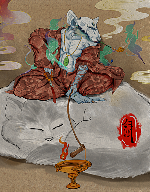 卡通十二生肖插画PSD素材