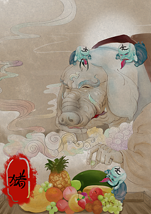 卡通十二生肖插画PSD素材