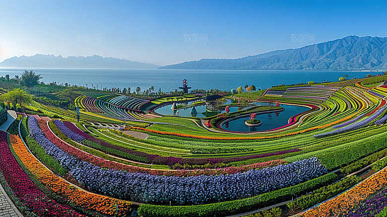 风光乡村自然唯美稻田田园梯田景色风景