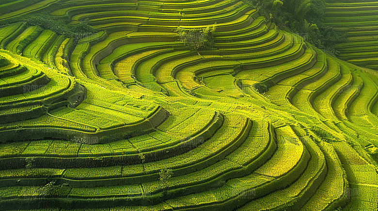 风光乡村自然唯美稻田田园梯田景色风景