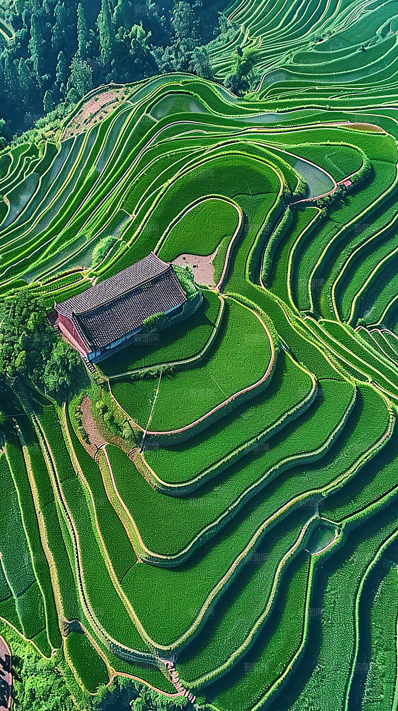 风光乡村自然唯美稻田田园梯田景色风景